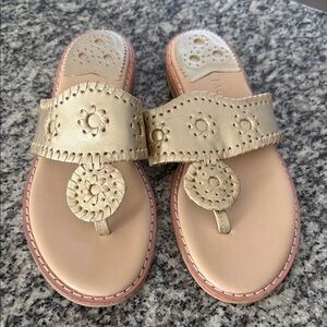 Jack Rogers Beige Sandals with Floral Cutouts